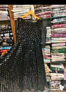 Stunning Black Sequined Anarkali Gown
