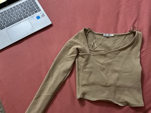 ZARA Stylish Beige  one Long Sleeve Top
