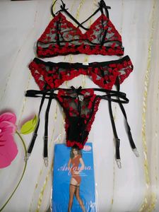 (834)Floral Lace Lingerie Set Xl
