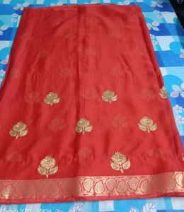 Stunning Red Zari Work saree