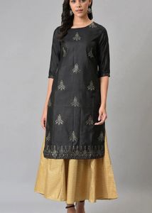 Elegant Black & Gold Kurta