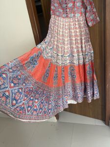 Vibrant Printed silk Anarkali