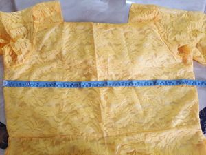 Yellow Lace Gown with sweet heart neck pattern