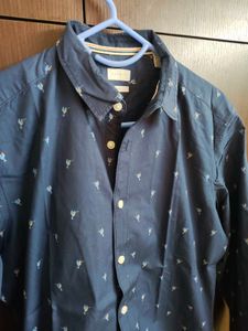 ESPIRIT Men's Blue Printed Casual Shirt