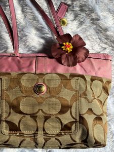 Coach Pink and Brown Tote Bag