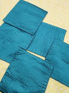 Set of 5 Teal Crushed Silk Pillow Covers