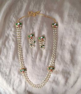 Elegant Pearl & Lotus Necklace Set
