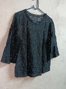 Trendy See-through Lace Top Black 🖤