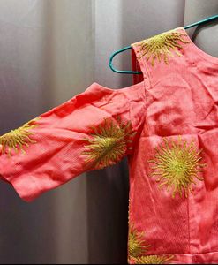 Embroidered Cold Shoulder Kurta