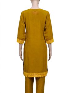 Embellished Mustard Kurta Set