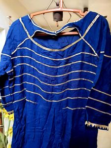 Royal Blue Kurta with Silver Stripe
