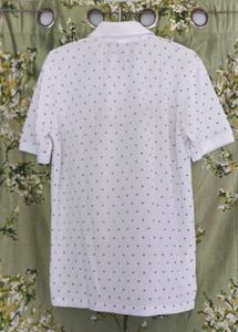 Men's White Polo Shirt with Geometric Pattern