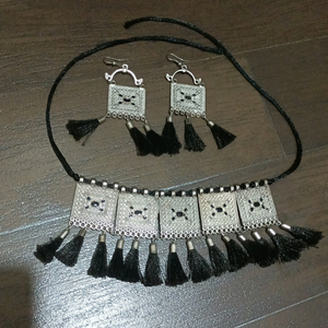 Boho Silver Tone Jewelry Set