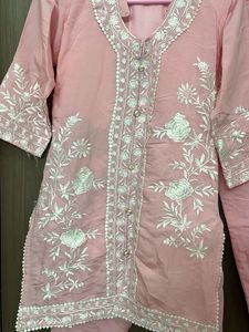 Pink Embroidered branded Kurta Set