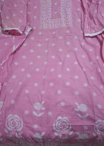 Charming Pink Floral Kurta Set with Dupatta