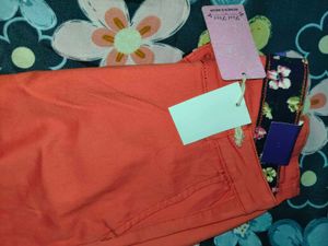 Trendy Orange Straight Leg Pants