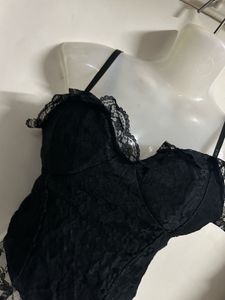 Black Lace Corset Style Top