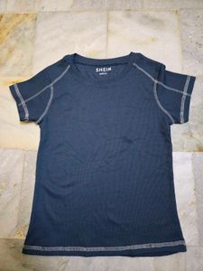 SHEIN Women's Dark Blue T-Shirt