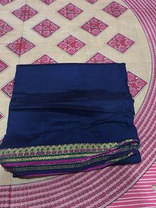 Elegant Navy Blue Saree with Gold Border