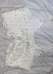 Cute ruffled  White Crop Top
