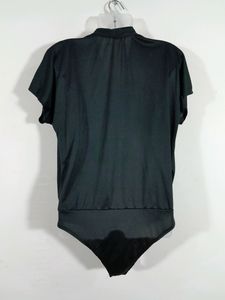 Attic Salt Handcrafted Black Kimono Satin Bodysuit (Women's)