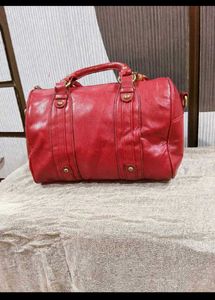 Chic Red Leather Handbag with Tassel