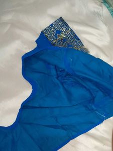 Royal Blue Embroidered Saree with blouse