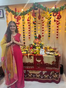 Vibrant Pink Kurta Set with Yellow Dupatta