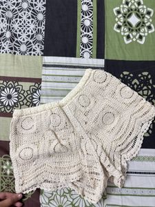 Crocheted Cream Boho Shorts(Vietnam)