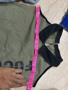 Olive Green Collared Crop Top