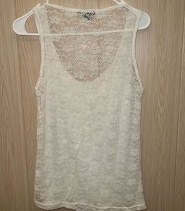 White Lace Bow Tank Top