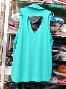 Stylish Sleeveless Turquoise Top