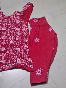Stylish Pink Printed Kurta and Dhoti Set of 2