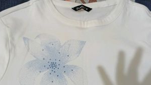 New White T-Shirt with Floral Design