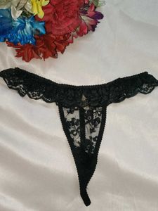 Elegant Black Lace Thong