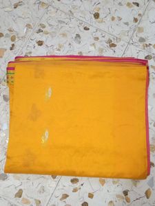 Yellow Saree With Beautiful Design And Blouse