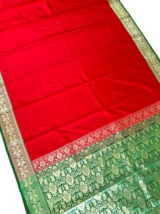 Banarais Satin Silk Plane Saree For Women