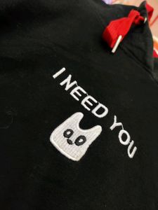 💥BUY1GET1💥 black hooded sweatshirt with red drawstrings