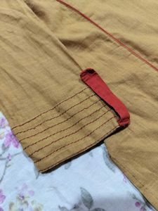 Stylish Mustard Kurta with Red Accents