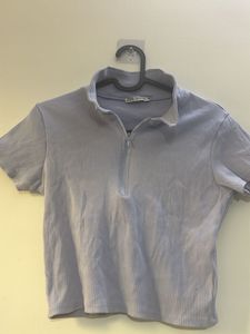 ZARA lavender polo top with zip