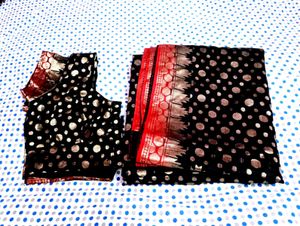 Elegant Black &amp; Red Banarasi Silk Saree