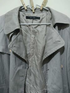 Taupe brownish grey double breasted Trench coat