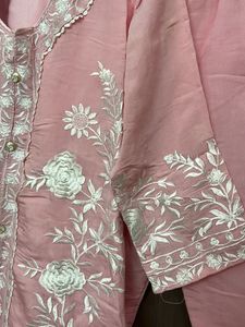 Pink Embroidered branded Kurta Set