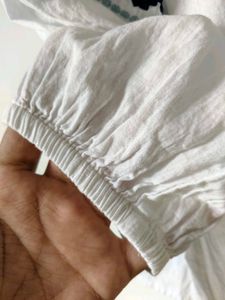 Embroidered White Cotton Top