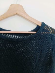 Navy Blue Crochet Knit Top