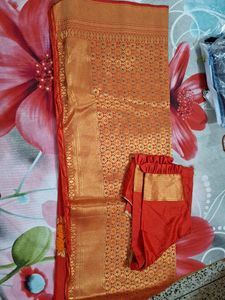 Elegant Red &amp; Gold Saree