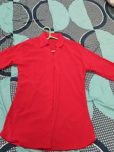 Classic Red Button-Up Tunic