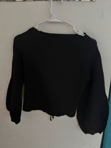 Black Long Sleeve Corset Top