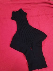 Unique and Rare Black Ribbed Knit Bodysuit