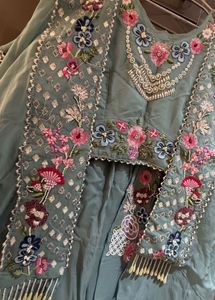 pastel green georgette lehanga